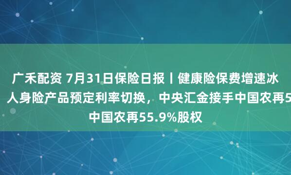 广禾配资 7月31日保险日报丨健康险保费增速冰火两重天！人身险产品预定利率切换，中央汇金接手中国农再55.9%股权
